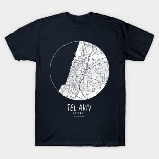 Tel Aviv, Israel City Map - Full Moon T-Shirt